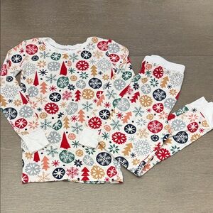 Little Sleepies Cream Festive Snowflake & Trees Kids Pajamas